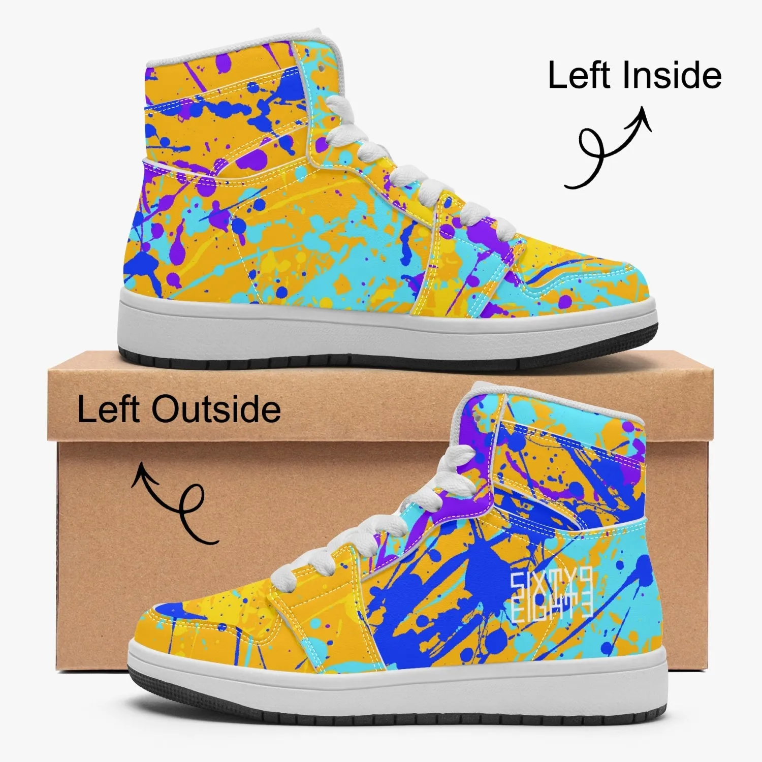 Sixty Eight 93 Logo White Drip #12 Kids High-Top Shoes