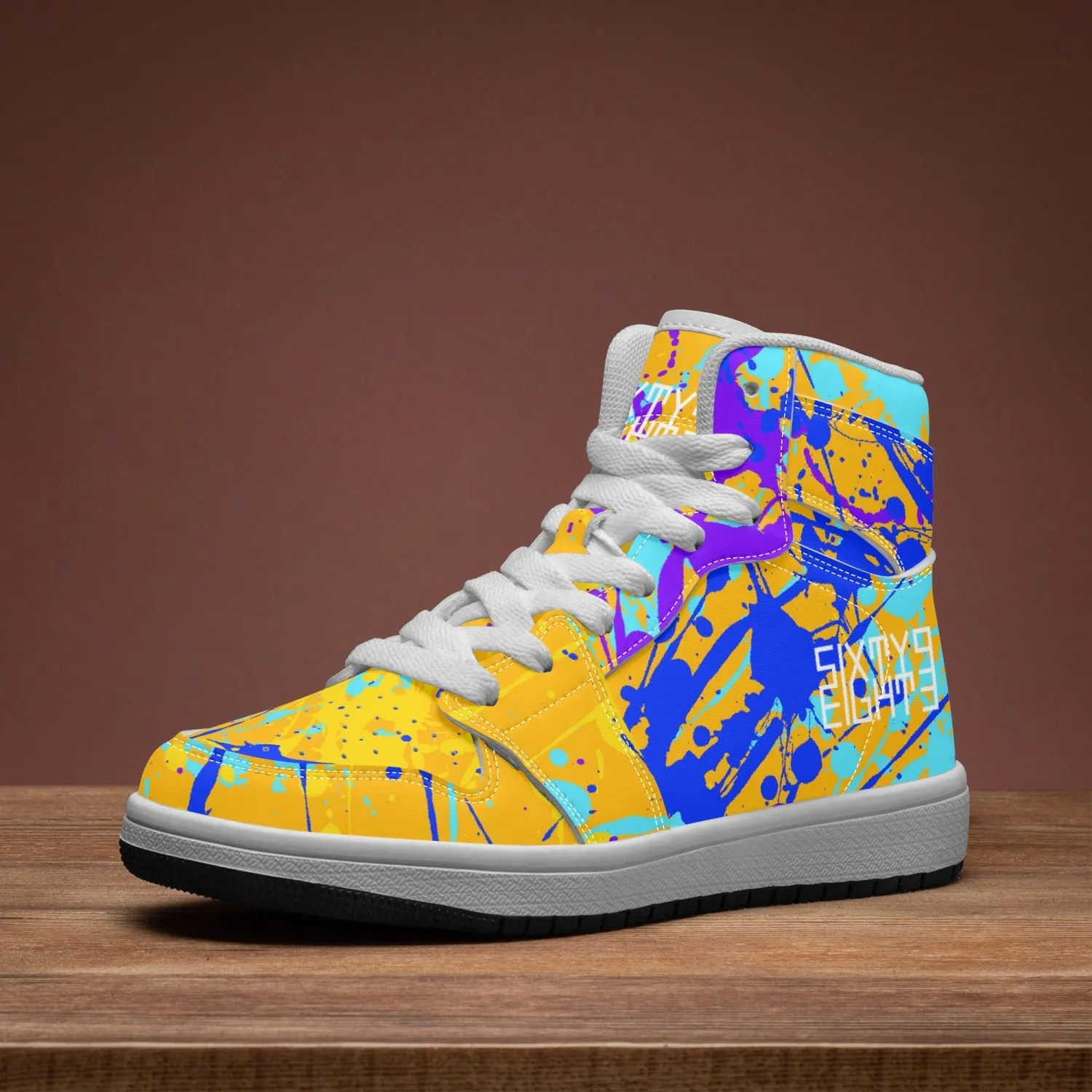 Sixty Eight 93 Logo White Drip #12 Kids High-Top Shoes
