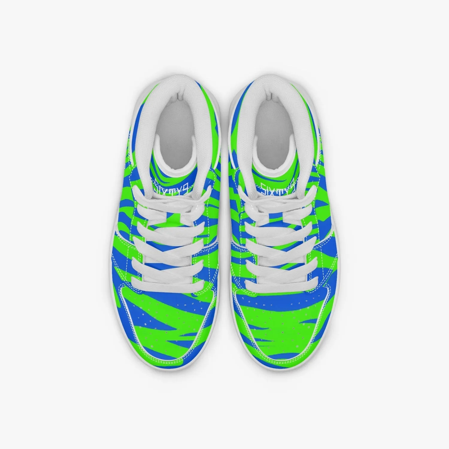 Sixty Eight 93 Logo White Zebra Blueberry Lime Kids High-Top Shoes