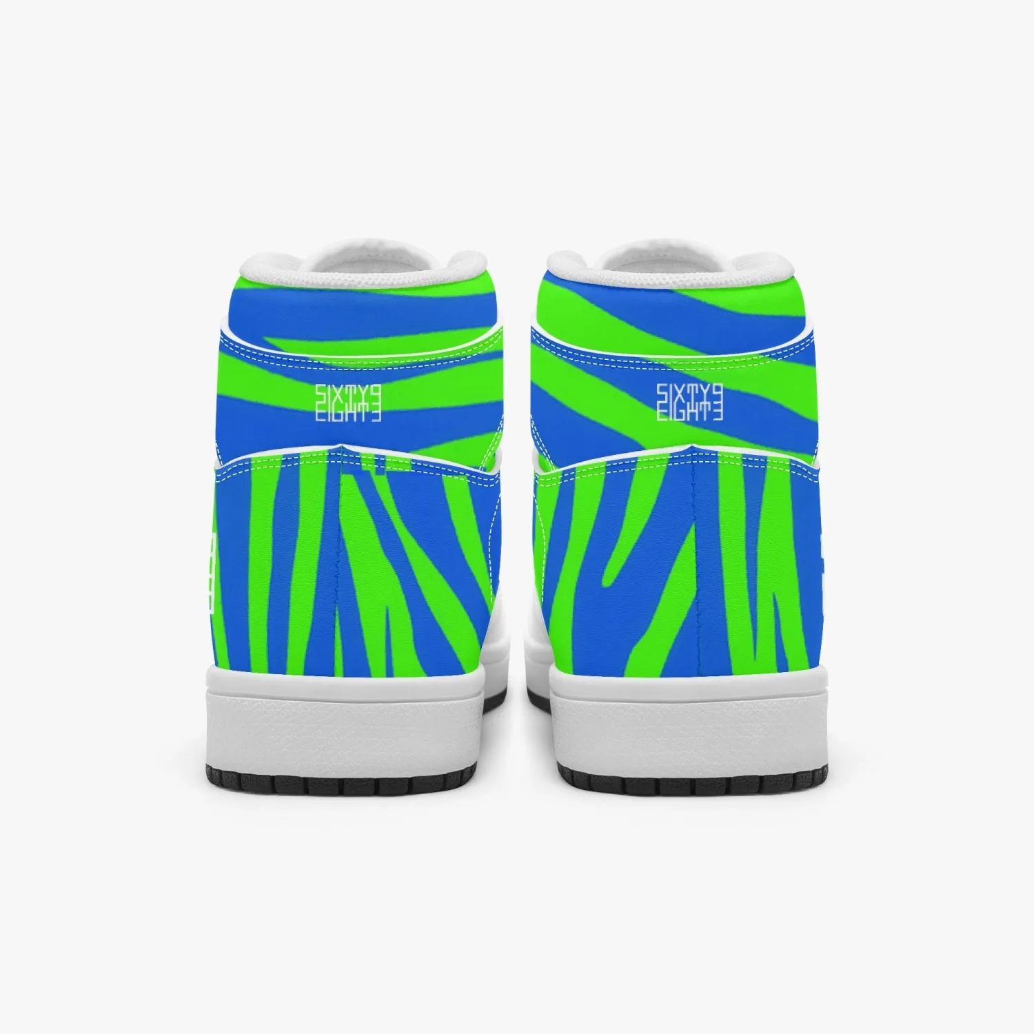 Sixty Eight 93 Logo White Zebra Blueberry Lime Kids High-Top Shoes