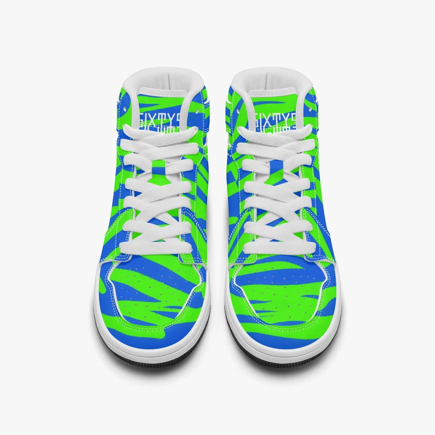 Sixty Eight 93 Logo White Zebra Blueberry Lime Kids High-Top Shoes