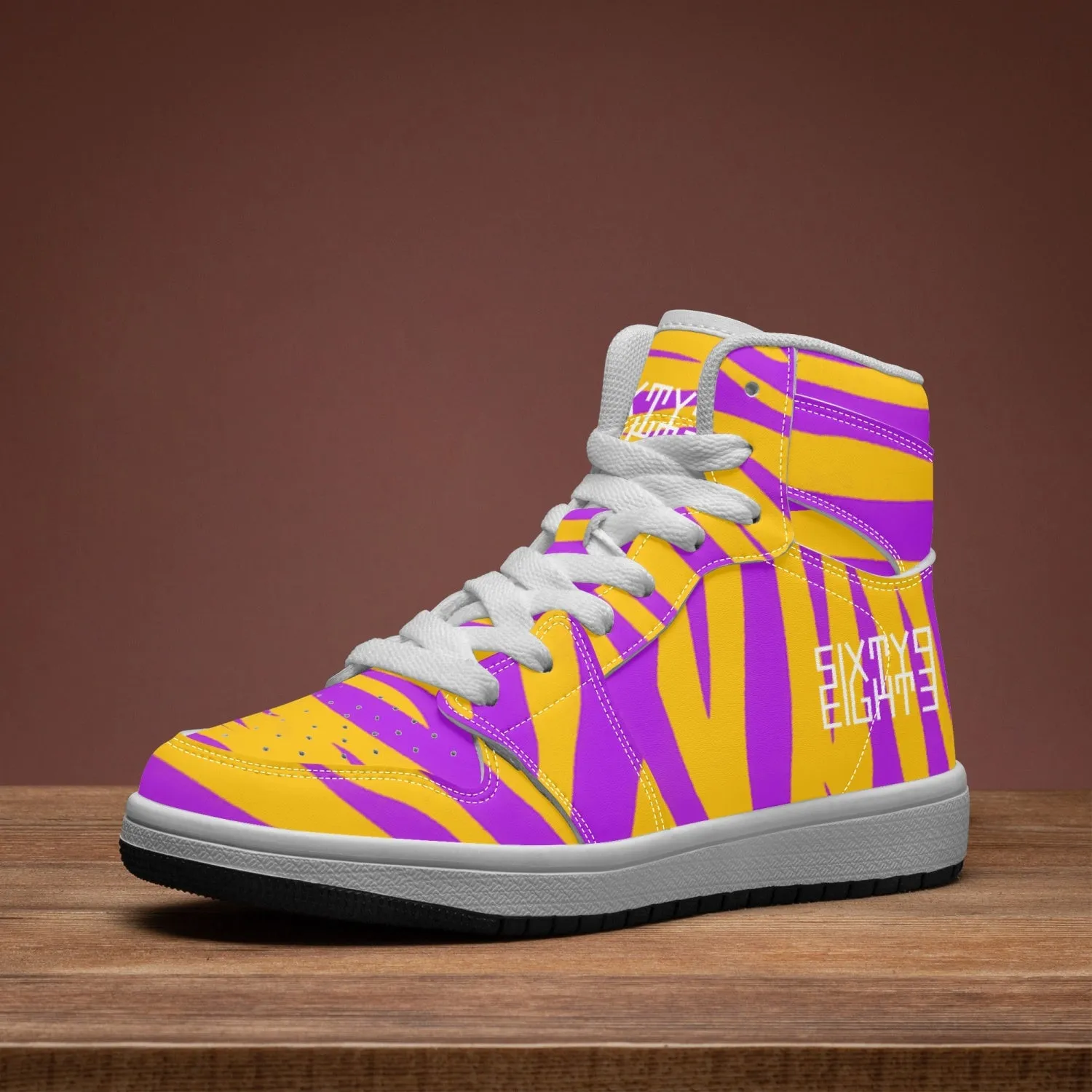 Sixty Eight 93 Logo White Zebra Purange Kids High-Top Shoes