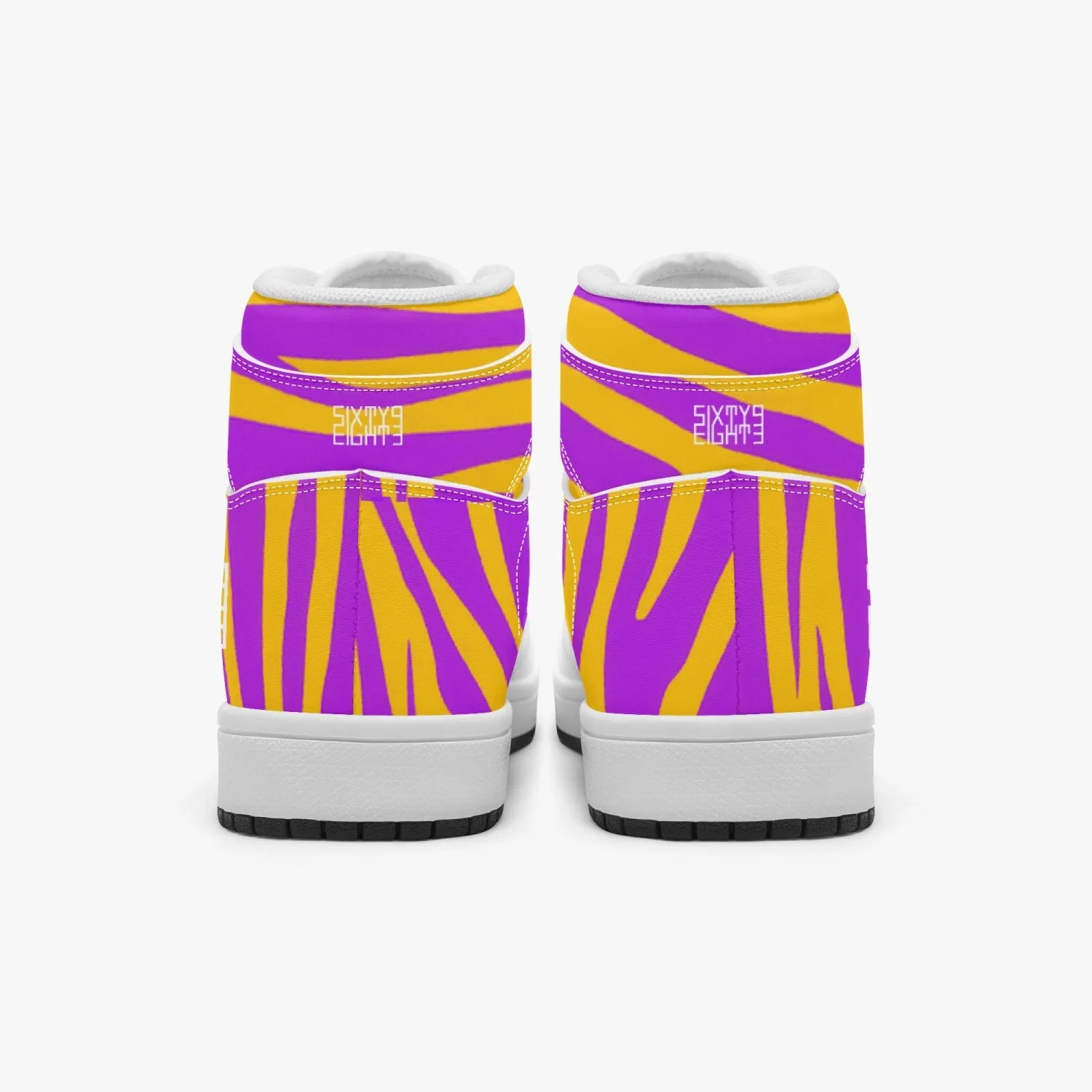 Sixty Eight 93 Logo White Zebra Purange Kids High-Top Shoes