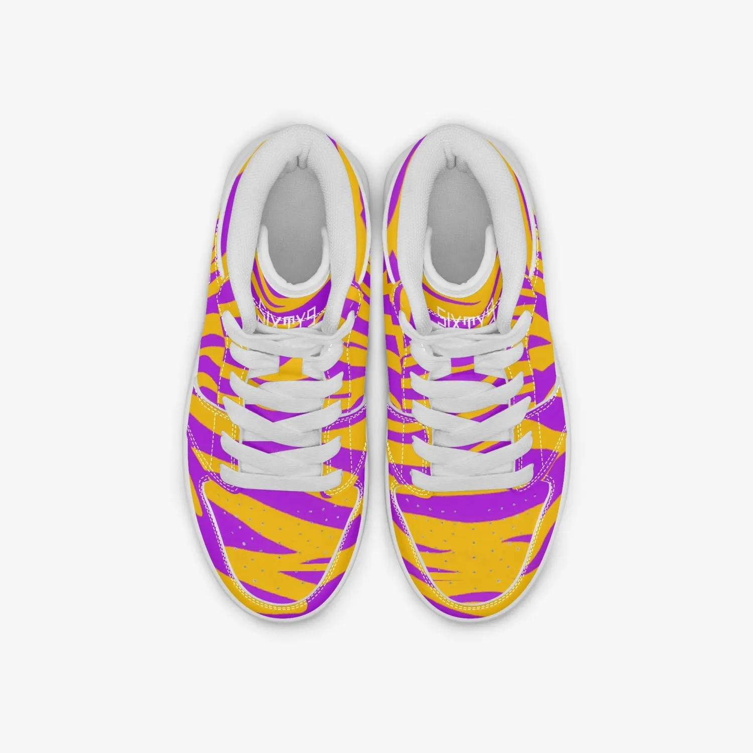 Sixty Eight 93 Logo White Zebra Purange Kids High-Top Shoes