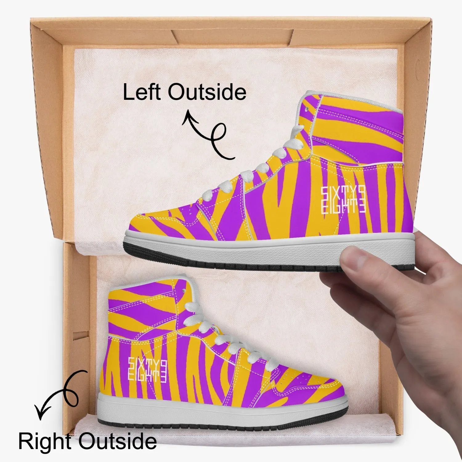 Sixty Eight 93 Logo White Zebra Purange Kids High-Top Shoes