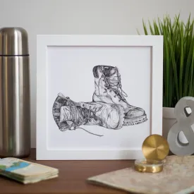 Solvitur Ambulando Vintage Walking Boots Art Print