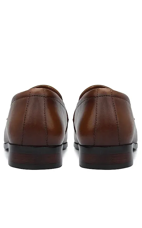 Tan Brogue Leather Loafers