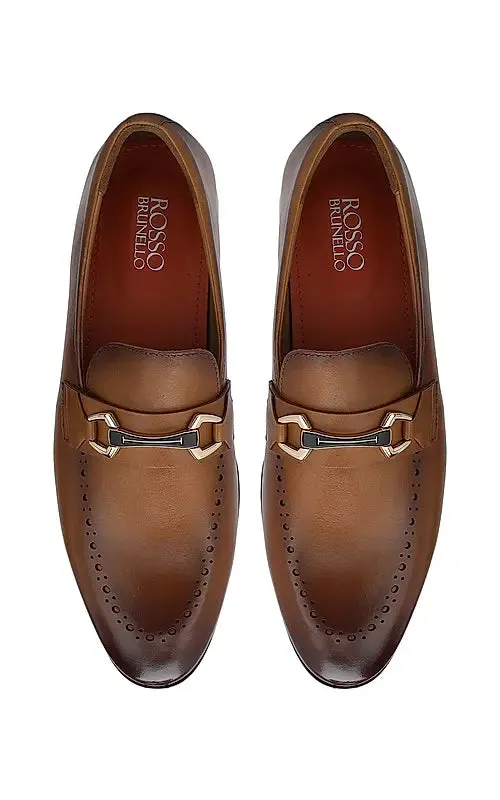Tan Brogue Leather Loafers
