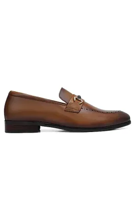 Tan Brogue Leather Loafers