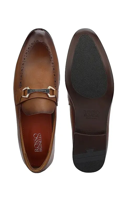 Tan Brogue Leather Loafers