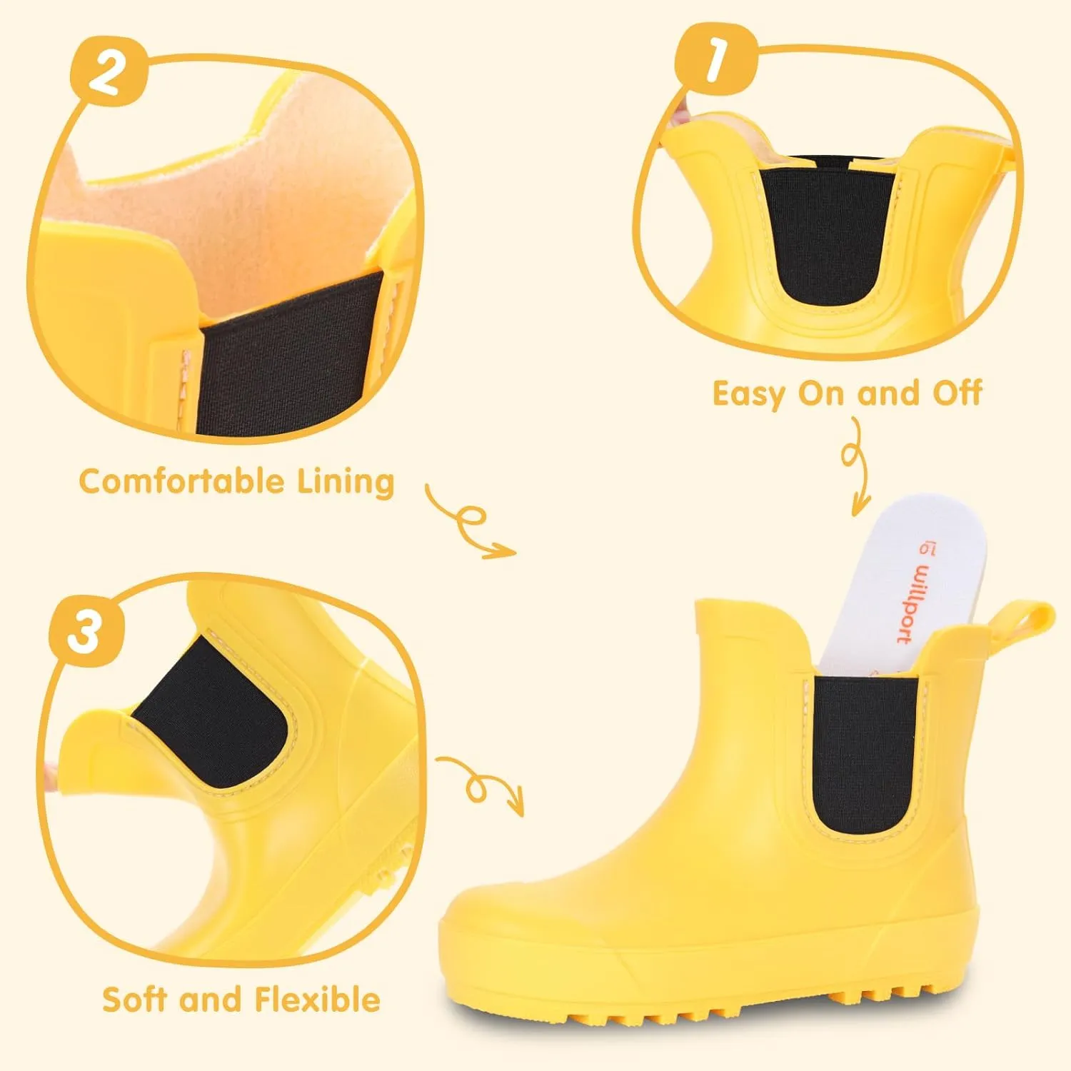 Toddler Rain Boots,Waterproof kids Chelsea Rain Boots for Boys and Girls