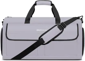 Travel Garment Bag Suit Bags for Men with Shoulder Strap & Shoes Compartment, Water Resistant Carry On Garment Duffle Bag - 2 in 1 Hanging Suit Garment Bags for Travel, Grey