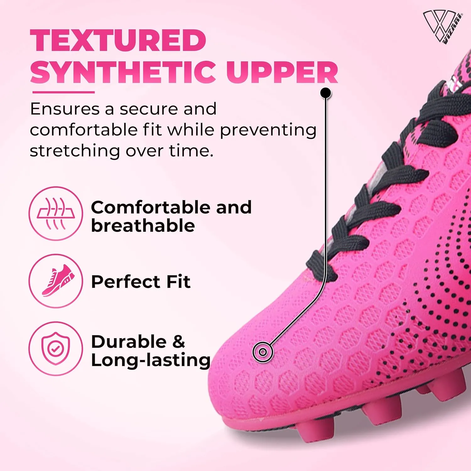 Vizari USA Stealth Boys Girls Soccer Cleats | Youth Firm Ground Athletic Outdoor Football Shoes for Toddler, Little Kid, Big Kid | Lightweight & Durable