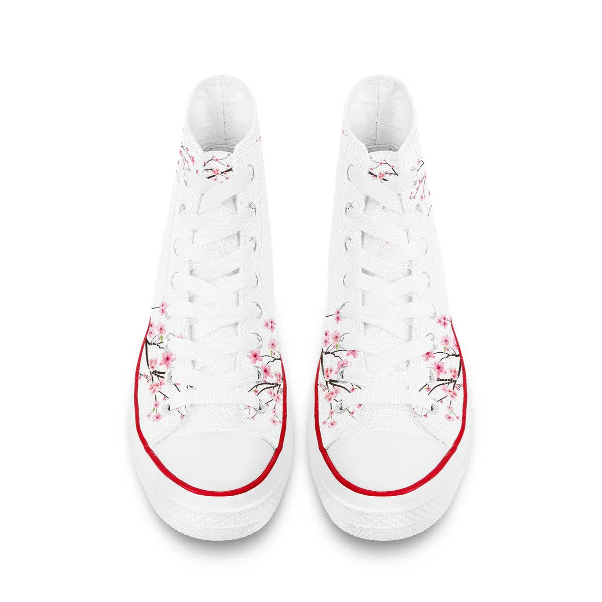 White Sakura High Top Canvas Shoes