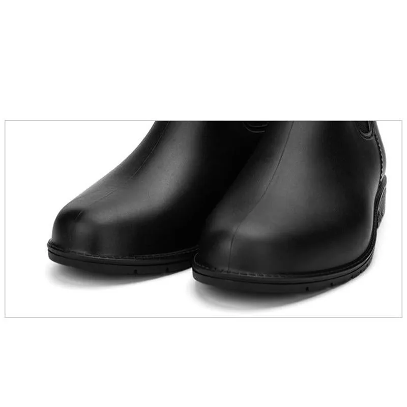 Women Round Toe Short Chelsea Elastic High Cut Fashion Solid Color Rain Boots