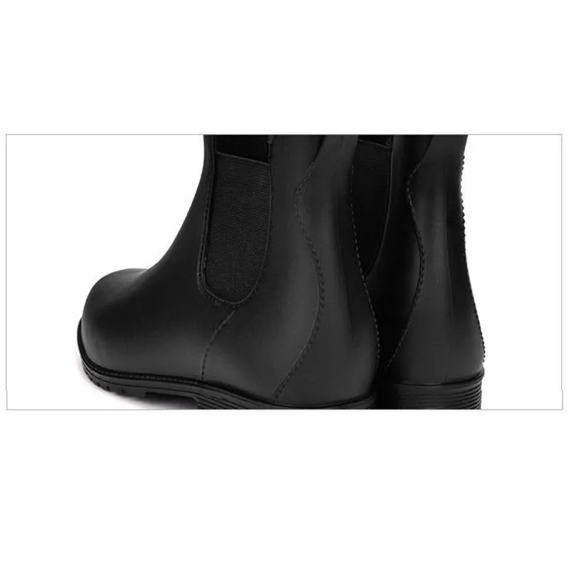 Women Round Toe Short Chelsea Elastic High Cut Fashion Solid Color Rain Boots