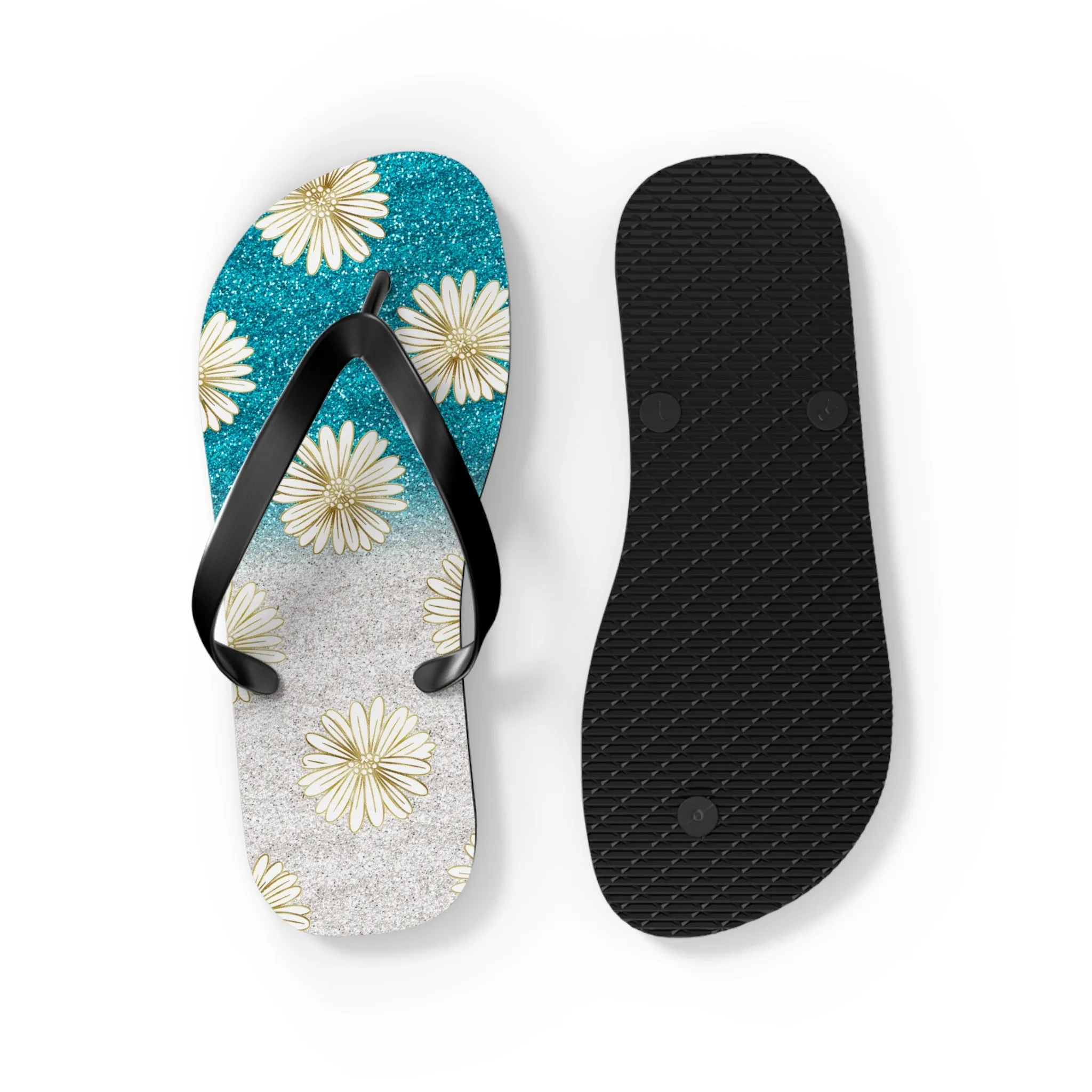 Women's Daisy Flip Flops / Sparkle Beach Flip Flops