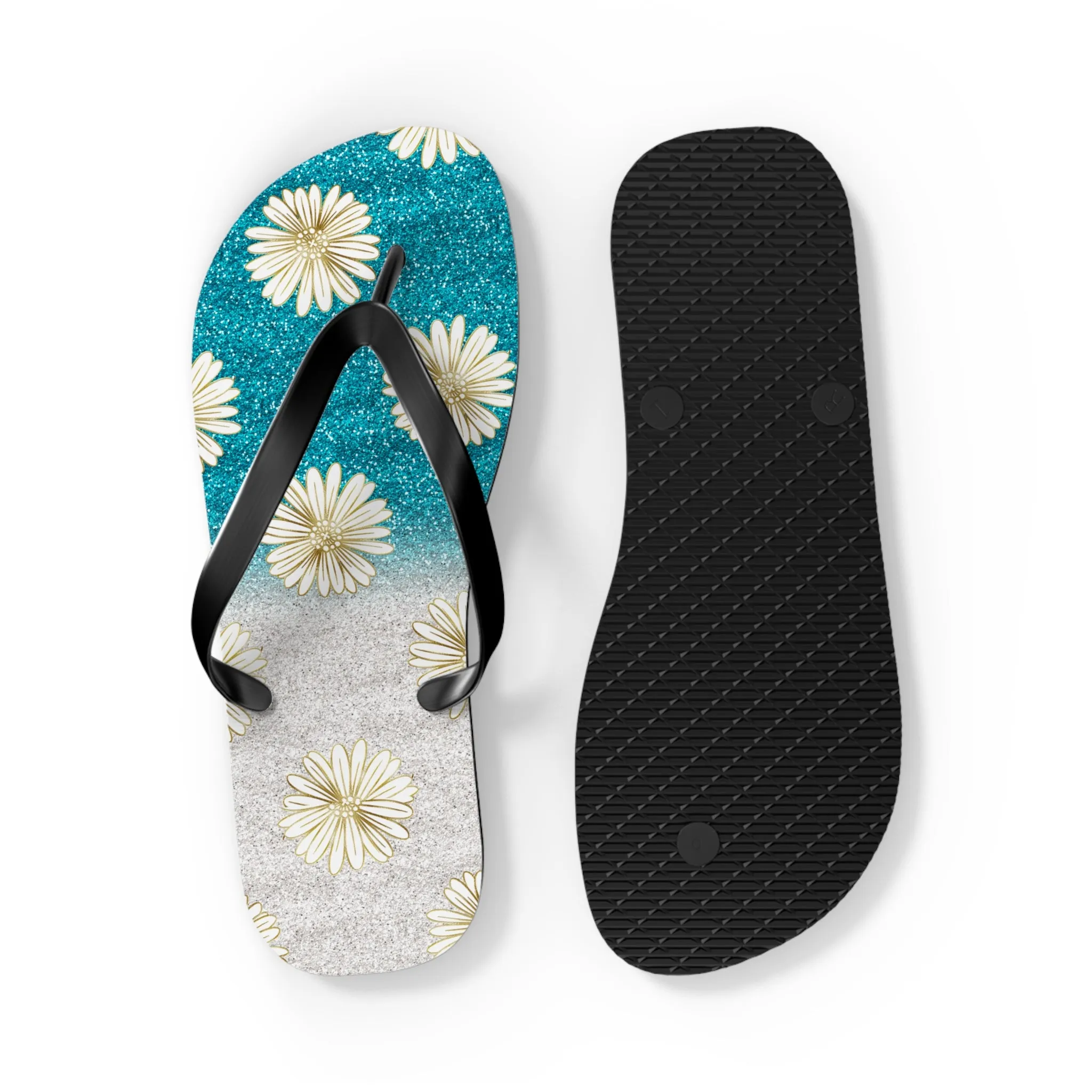 Women's Daisy Flip Flops / Sparkle Beach Flip Flops