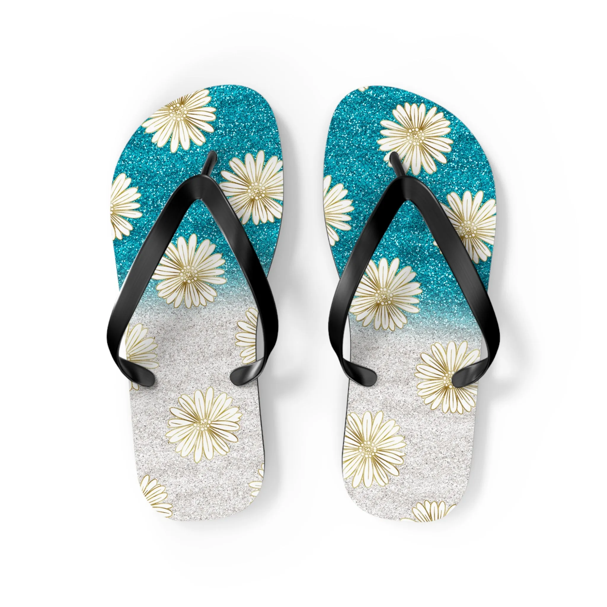 Women's Daisy Flip Flops / Sparkle Beach Flip Flops