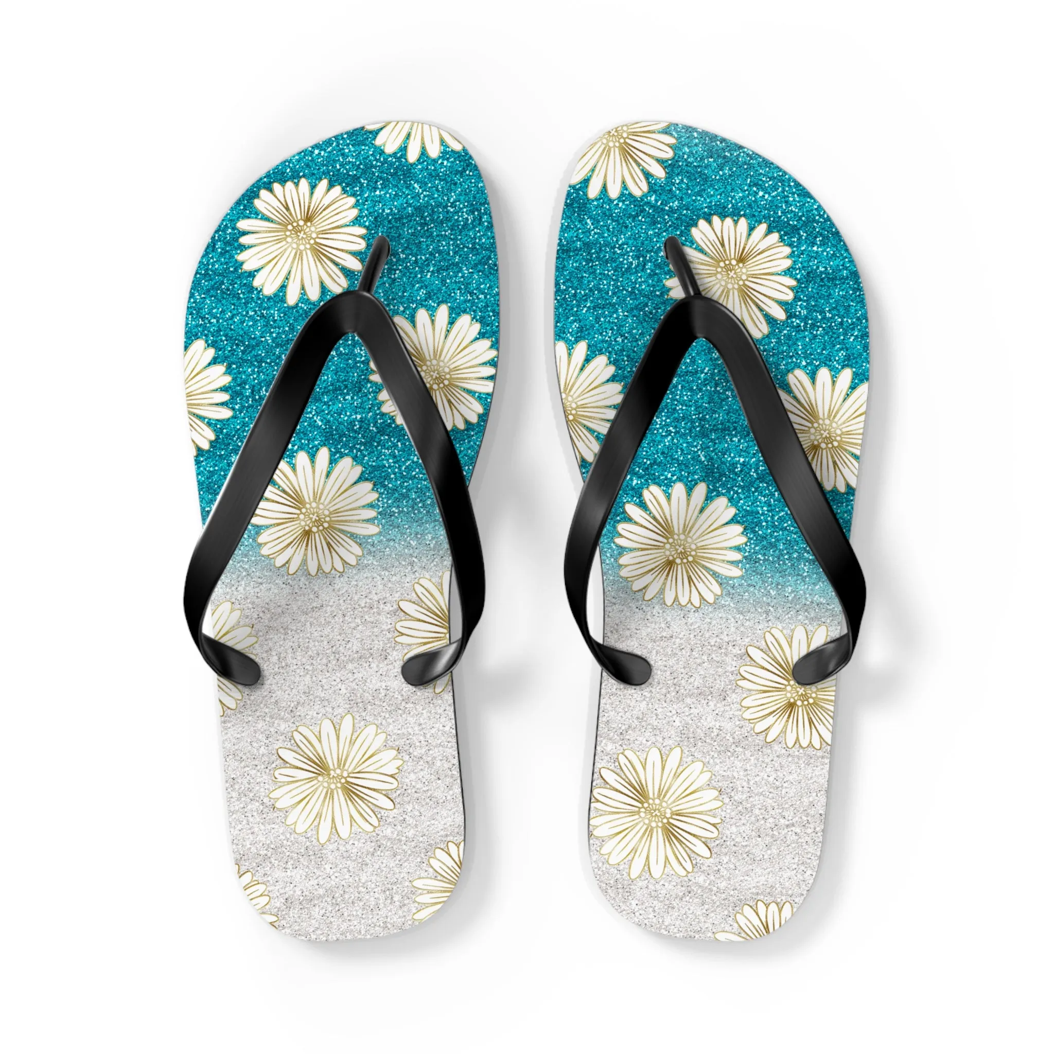 Women's Daisy Flip Flops / Sparkle Beach Flip Flops