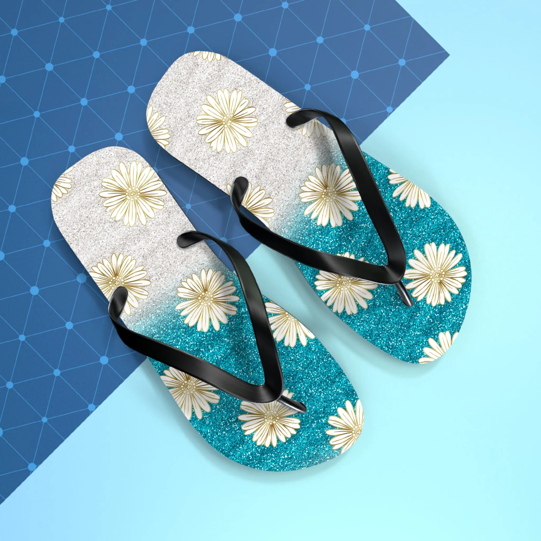 Women's Daisy Flip Flops / Sparkle Beach Flip Flops