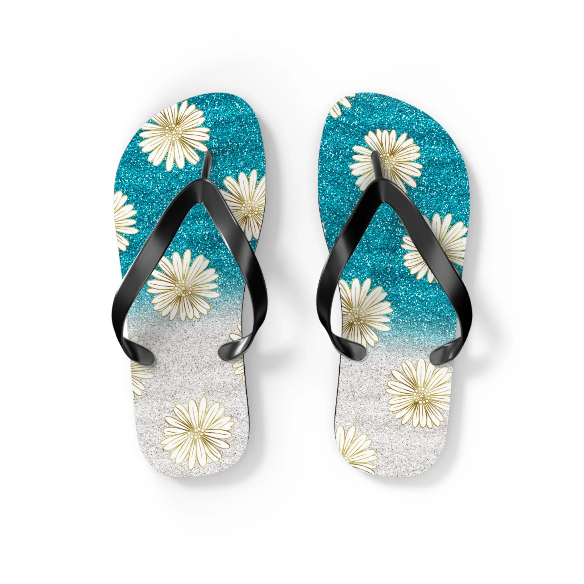 Women's Daisy Flip Flops / Sparkle Beach Flip Flops