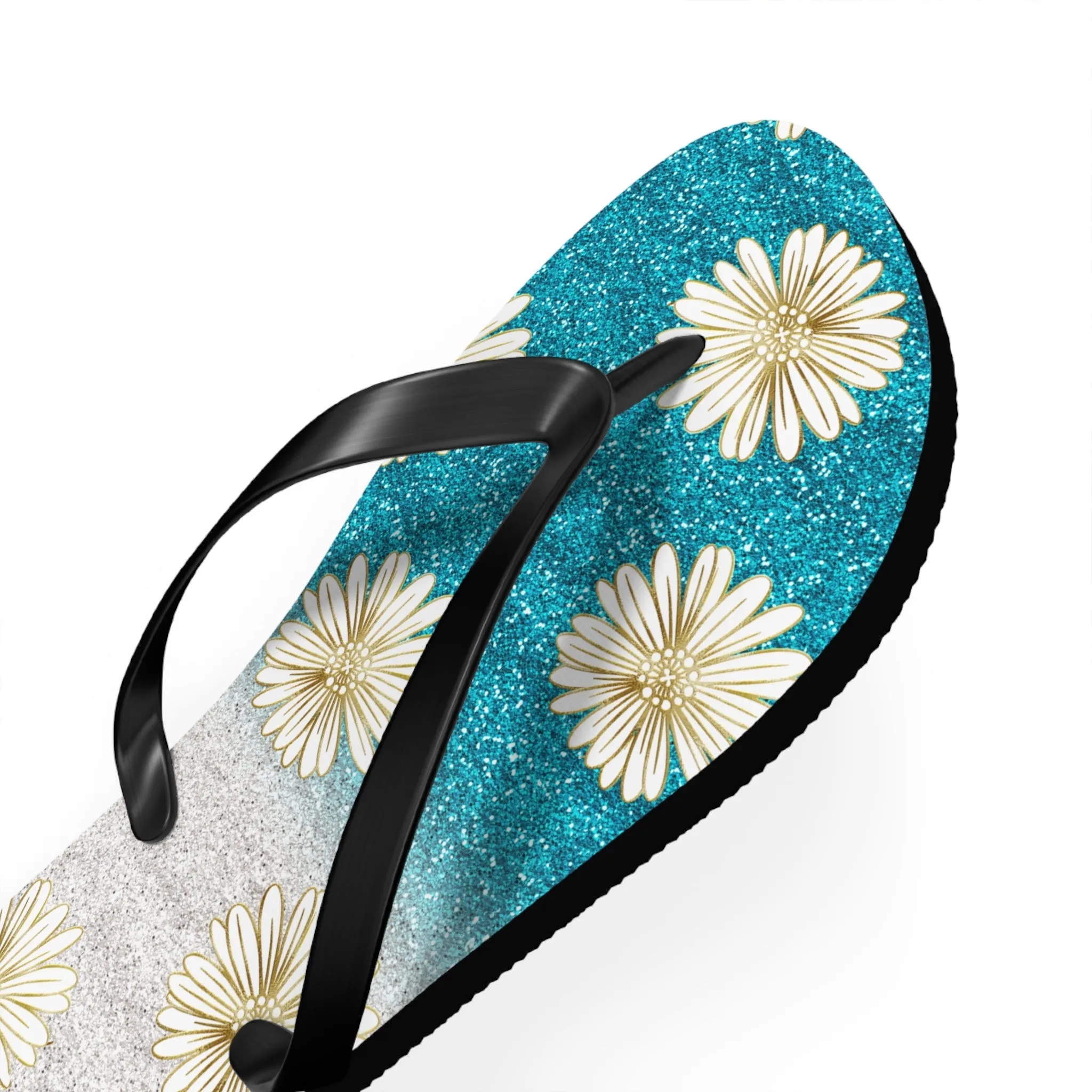 Women's Daisy Flip Flops / Sparkle Beach Flip Flops