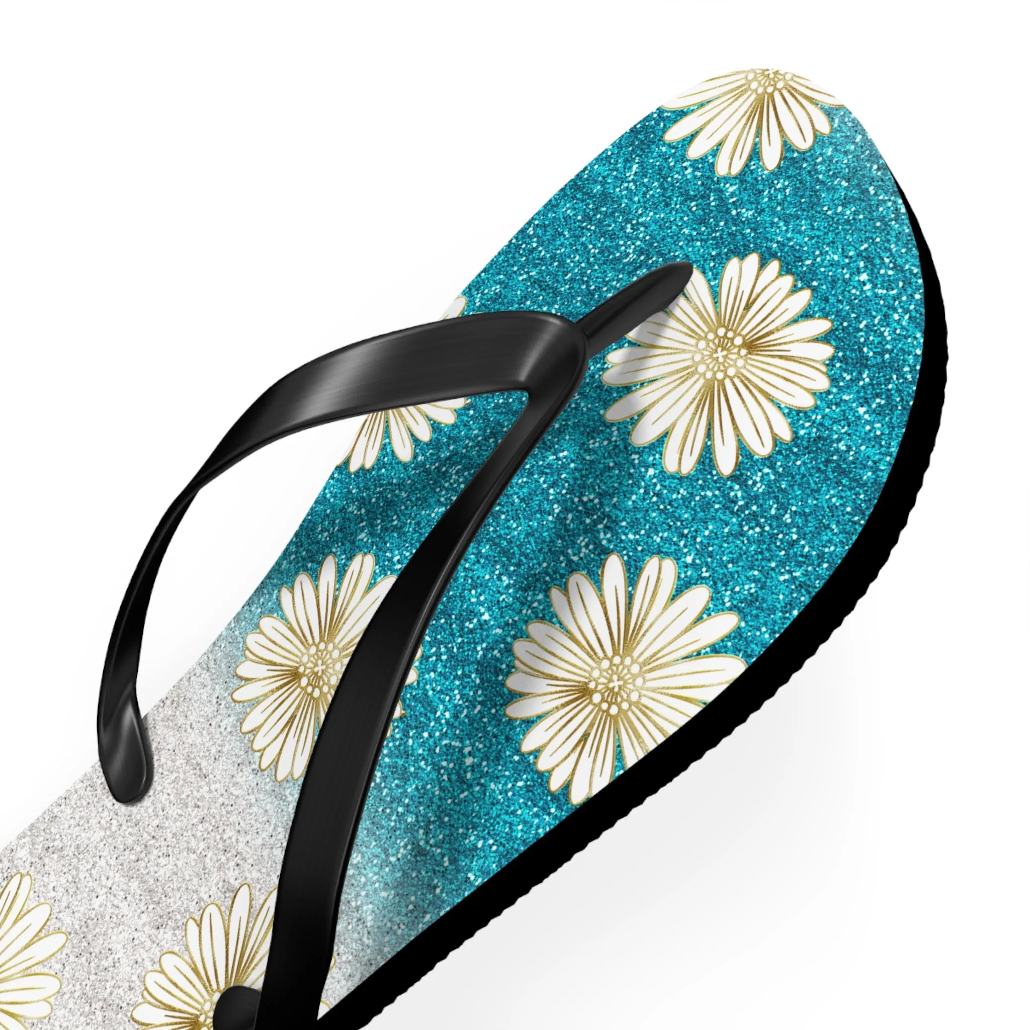 Women's Daisy Flip Flops / Sparkle Beach Flip Flops