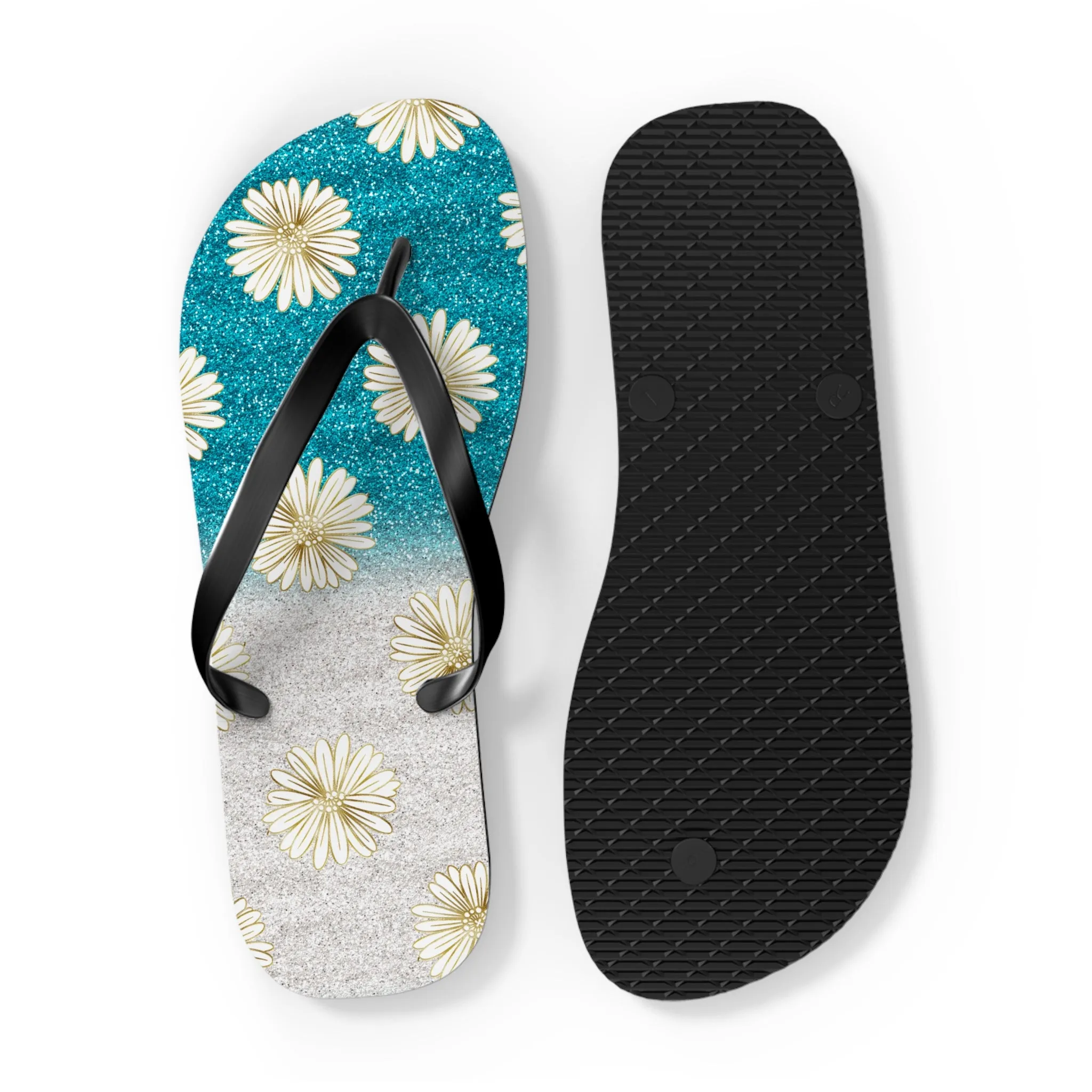Women's Daisy Flip Flops / Sparkle Beach Flip Flops