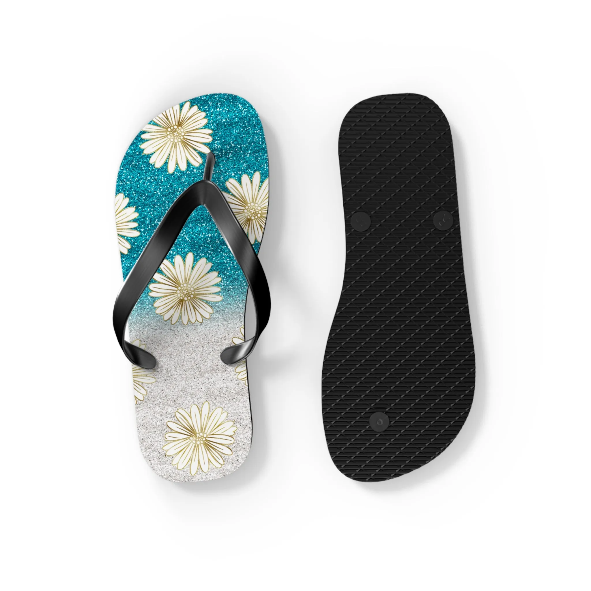 Women's Daisy Flip Flops / Sparkle Beach Flip Flops