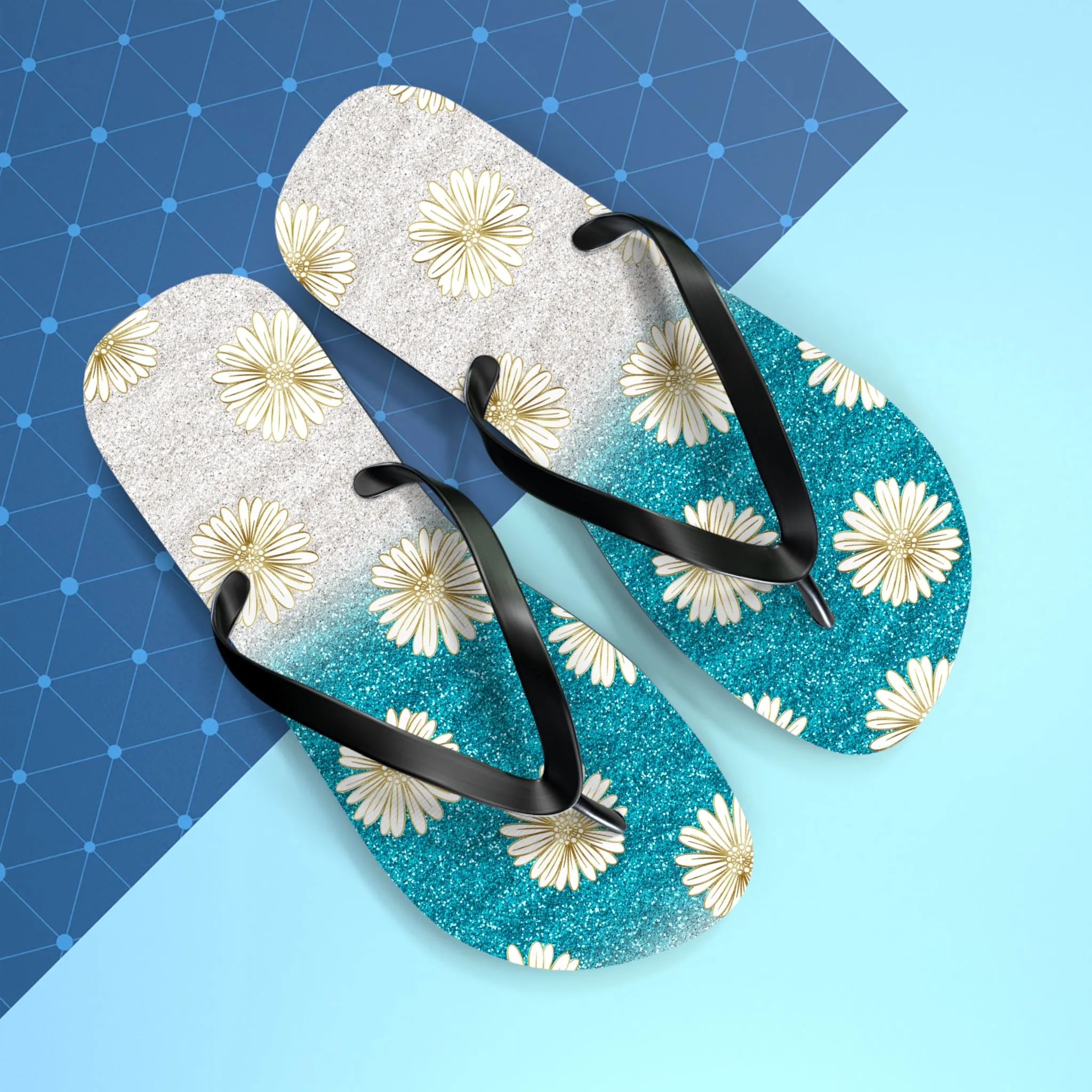 Women's Daisy Flip Flops / Sparkle Beach Flip Flops