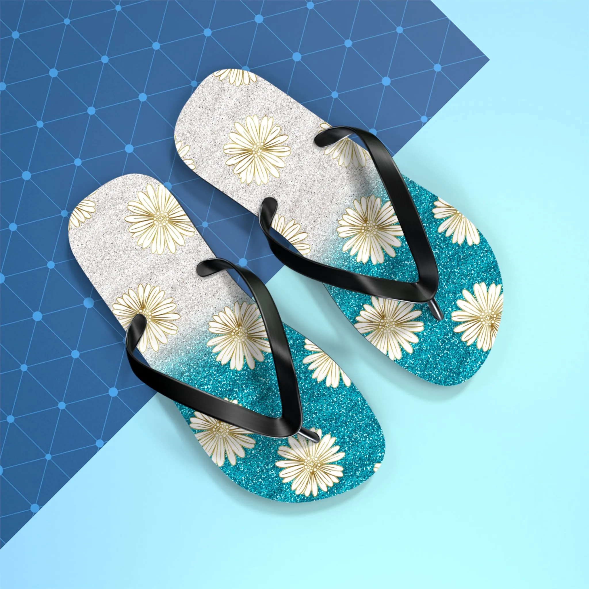 Women's Daisy Flip Flops / Sparkle Beach Flip Flops
