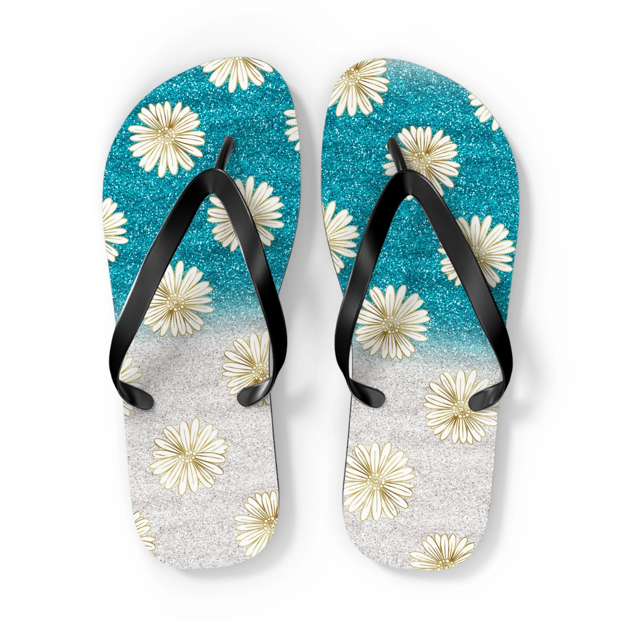 Women's Daisy Flip Flops / Sparkle Beach Flip Flops