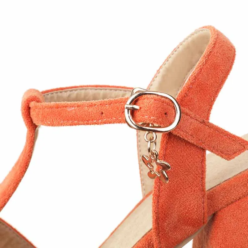Women's Suede Shoes Platform Heels Sandals Wedge Chunky Heels